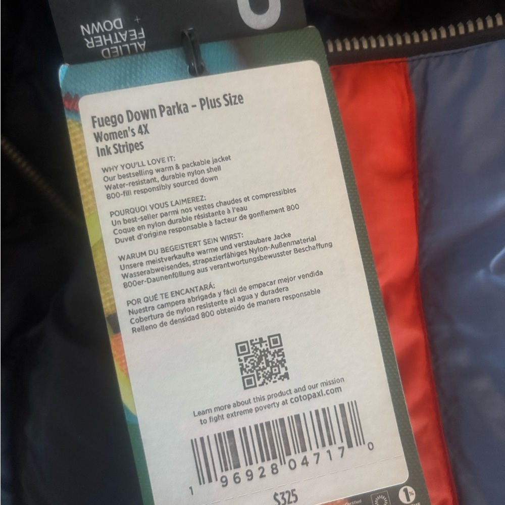 Cotopaxi Fuego Down Parka “Ink Stripes” Womens 4X NWT - Picture 5 of 6